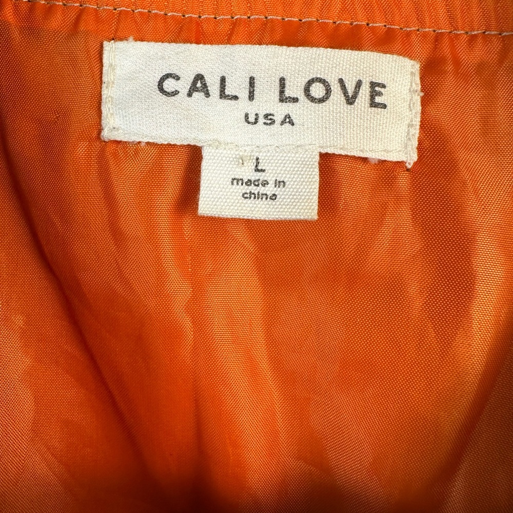 CALI LOVE USA/TAN BLACK BOMBER JACKET FULL ZIP UP - Picture 7 of 14